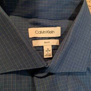 Mens Calvin Klein Pinstripe Blue Shirt